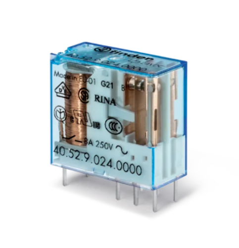 Изображение Minirelee 40.52, 2CO, 8A, 12VDC (55mA), pesa 95 seeria, Finder 