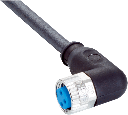 Изображение Andurikaabel PUR + pesa 90°, A-coded, ( 2m + M8 3-pin ), SICK 