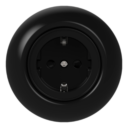 Изображение Pistikupesa 1-ne m.k, kompl, Renova, must, raamiga