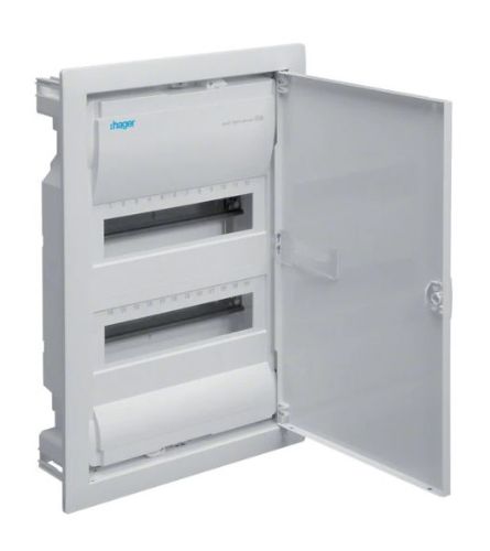Изображение Süvistatav moodulkilp Volta, 24m(2x12), IP30, valge, N/PE komplektis, ava 470x314.5x89mm, Hager 