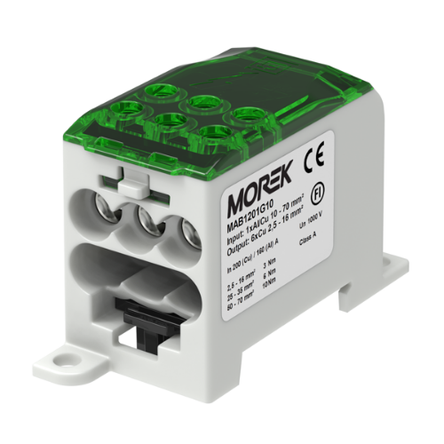 Изображение Voolujaotusplokk OJL200A, roheline, sisse 1xAl/Cu70, välja 6xCu 16mm², Morek 