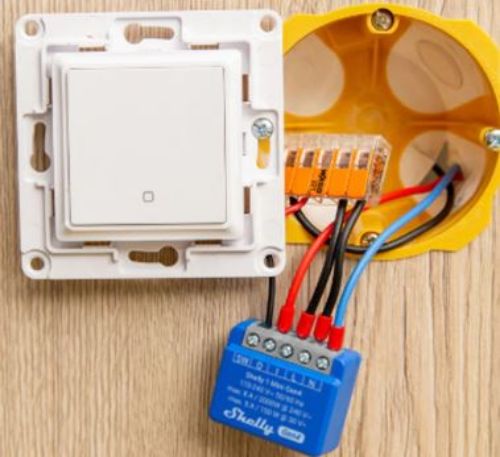 Изображение Shelly 1 Mini Gen4, Wi-Fi 2.4 GHz, BT, Zigbee, relee 8A(kuiv) NO, Shelly 