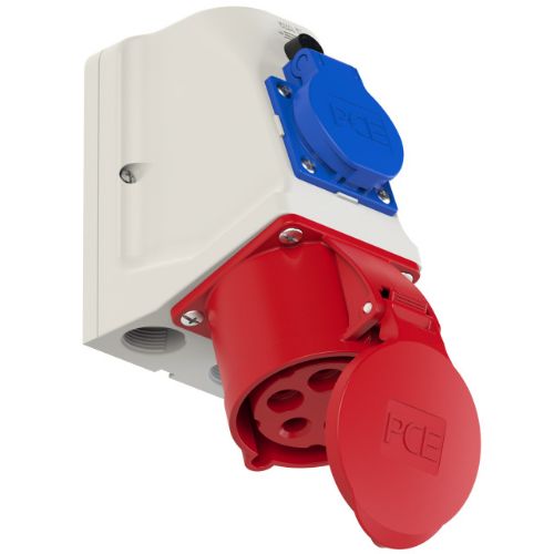 Изображение Seinapesa 32A 5P 6H 400VAC IP44-Schuko (Kombi) ( ühendatud + kaitse), CEE, PCE 