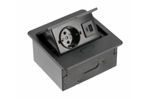 Изображение Avaro pistikupesa 1x schucko , USB a+c , 1.5m juhe, must GTV 