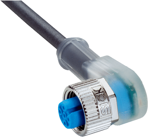 Изображение Andurikaabel PUR + pesa 90°, A-coded, (2m + M12 4-pin), LED, SICK 