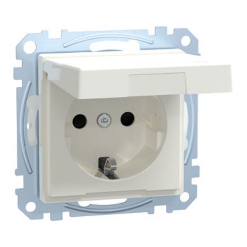 Picture of Pistikupesa 1-ne, maand.-ga kaanega, polaarvalge, vedrukl. süv. IP44, System-M, MERTEN 