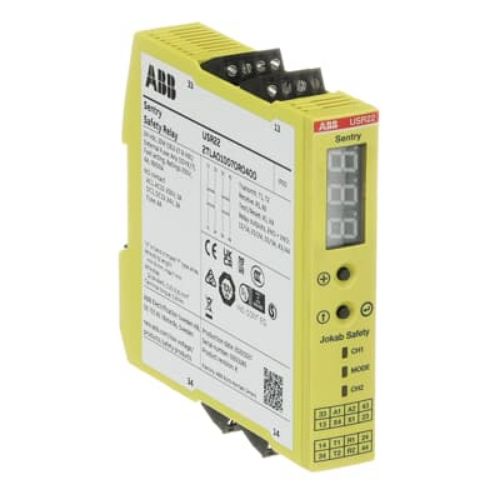 Picture of Turvarelee 3NO/1NC, 24 VDC, 1-/2- kanalit, display, man/aut restart, cat. 4, SIL3, ABB 