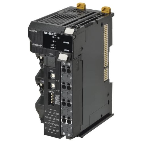 Picture of NX Remote I/O EtherNet/IP slave, 2xRJ45, max 63 I/O, max I/O vool 10A, push-in, lõpuplaadiga 