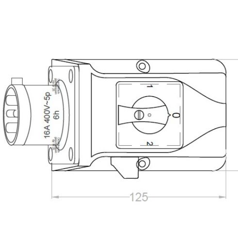 Picture of Seinapistik 16A 5P 6H 400VAC faasivahetaja 1-0-2 lülitiga IP44 (ava 2xM25), CEE, PCE 