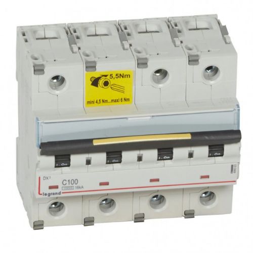 Picture of Moodulkaitselüliti DX3, 4P, 100A, C, 10kA/16kA, 6mod, Legrand 
