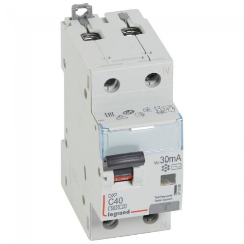 Picture of Kombikaitselüliti (RCBO) DX3, 1P+N, 40A, C, 6/10kA, AC, 30mA, 2mod, Legrand 