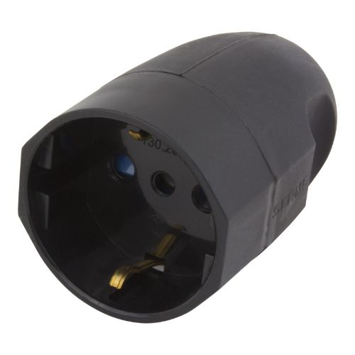 Изображение Jätkupesa 16A 2P+E 230VAC IP20 must, Schuko, SCAME 