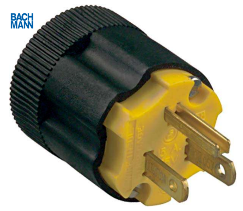 Изображение USA-pistik, 3P 15A/125V, must, termoplastik, BACHMANN 