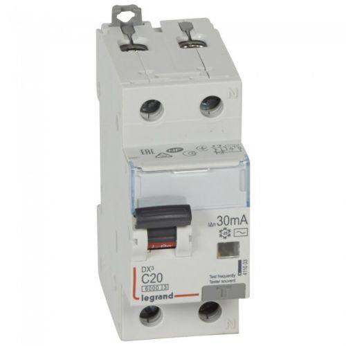 Изображение Kombikaitselüliti (RCBO) DX3, 1P+N, 20A, C, 6/10kA, AC, 30mA, 2mod, Legrand 