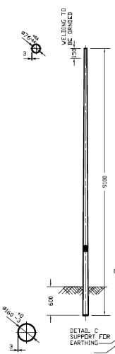 Изображение Koonusmast NCM 10m 76 76/160/3/9100 , kaasa poldid 8 tk. konsoolile + (2 x (M6X10 + seib M6 tarvikut