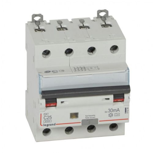 Picture of Kombikaitselüliti (RCBO) DX3, 4P, 25A, C, 6/10kA 30mA, A, 4mod, Legrand 