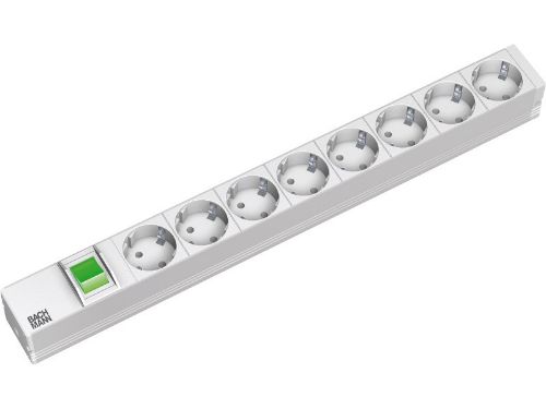 Picture of 19" 1U 8xCEE7/3 schuko pesa + 1x lüliti 438,5mm, BACHMANN 