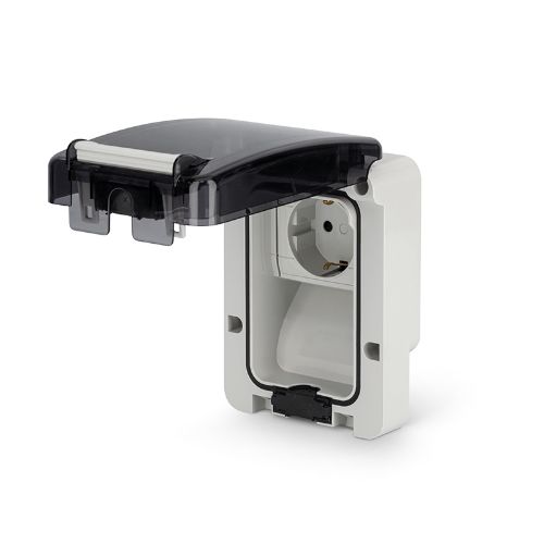 Picture of Pistikupesa 16A, 250V IP66 lapsekaitsmega Schuko, Süvis, PROTECTA, SCAME 