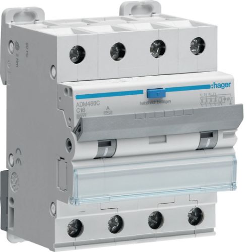 Picture of Kombikaitselüliti (RCBO), 4P, 16A, C, 30mA, A, 4mod, Hager 