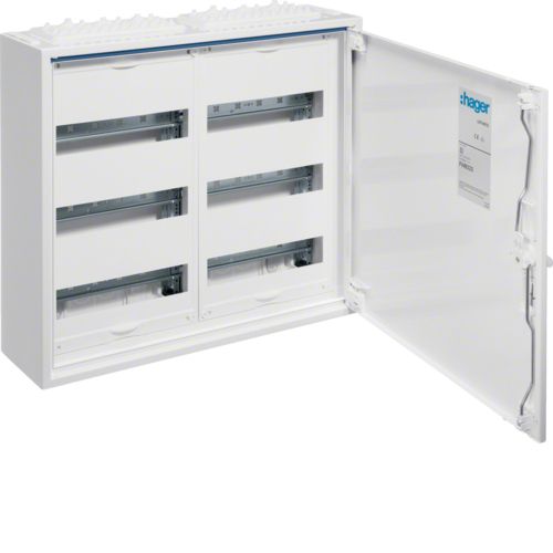 Picture of Moodulkilp FWB, pinnapealne, 72m(2x3x12), IP44, valge, N/PE komplektis, 500x550x160mm, Hager 