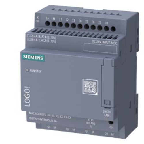 Picture of Minikontroller LOGO9 24CEo V9.0, 24VDC, 8DI (4AI 0-10V), 4DO (transistor), Ethernet, Siemens