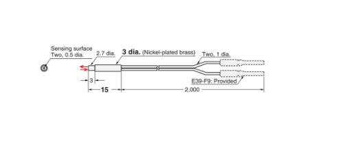Picture of Fiiberandur objetilt E32, Ø3mm, Sn=210mm, Omron 
