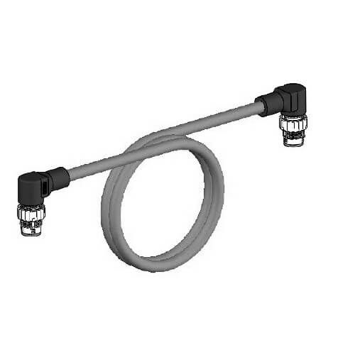 Picture of Ethernet Cat.5 cable, PVC, M12 right-angle plug/M12 right-angle plug, 0.5 m 