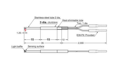 Picture of Fiiberandur objetilt E32, Ø3=mm, Sn=100mm, Omron 