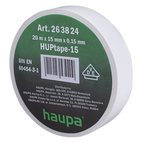 Picture of PVC Isoleerteip Valge 20m15mm -30c-+105c UV-kindel Haupa 