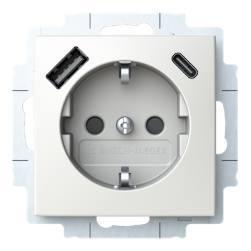 Picture of Pistikupesa 2-se USB-laadijaga A+C (2,4A), valge, Basic55