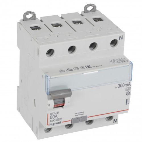 Picture of Rikkevoolukaitse DX3-ID, 4P, 80A, A, 300mA, N paremal, Legrand 