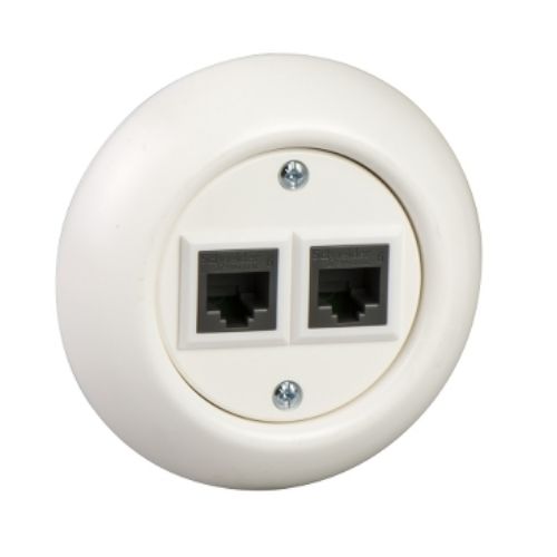 Изображение Arvutipesa 2xRJ45 UTP cat6, kompl. raamiga, Renova, valge 