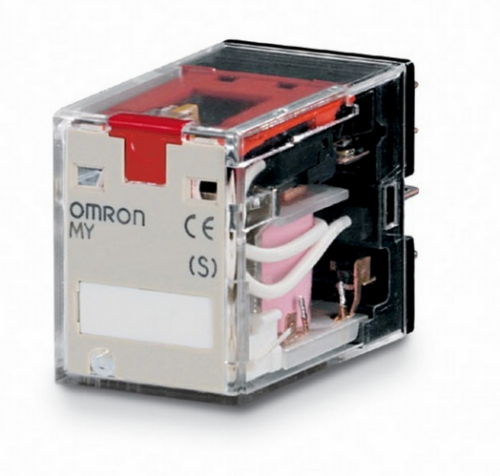 Picture of Relee MY4, 4CO, 5A, 24VAC, LED+TEST, pesa PYF14, Omron 
