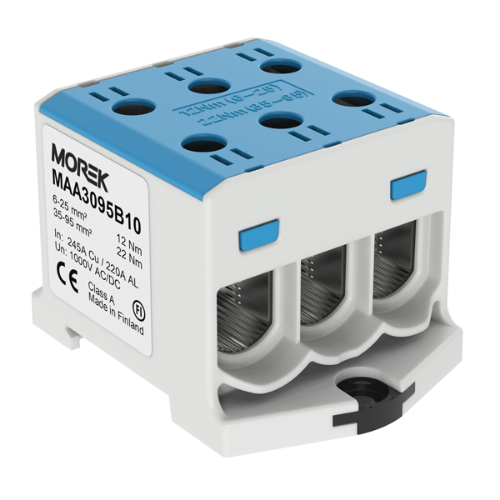 Изображение Hargnemisklemm OTL95-3 sinine 3xAl/Cu 6-95mm², 1000V, Morek 
