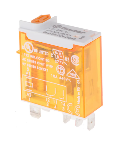 Изображение Minirelee 46.61, 1CO, 16A, 230VAC (5mA), LED+TEST+ meh.ind., pesa 97 seeria, Finder 