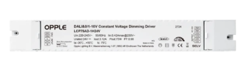 Picture of Toiteplokk LED-le 75W 24VDC DALI(Push-Dim)/0-10V/PWM IP20 295x40x32mm Opple 