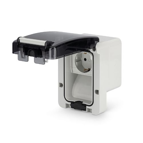 Picture of Pistikupesa 16A, 250V IP66 lapsekaitsmega Schuko, M20 avadega, pind, PROTECTA, SCAME 