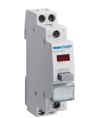 Picture of Impulsslüliti, punane LED, 16A, 1NO+1NC, 230V AC, 1 mod. Hager