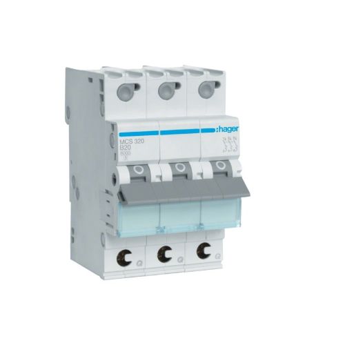 Picture of Moodulkaitselüliti MCS QC, 3P, 20A, C, 6kA, kiirühendusega, Hager