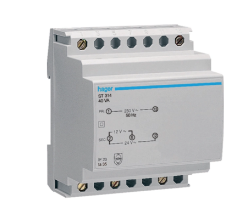 Picture of Eraldustrafo 40VA, 230/24/12V, 4PLE Hager