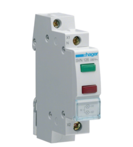 Picture of LED-signaaltuled, roheline + punane, 230V AC, 1 mod. Hager
