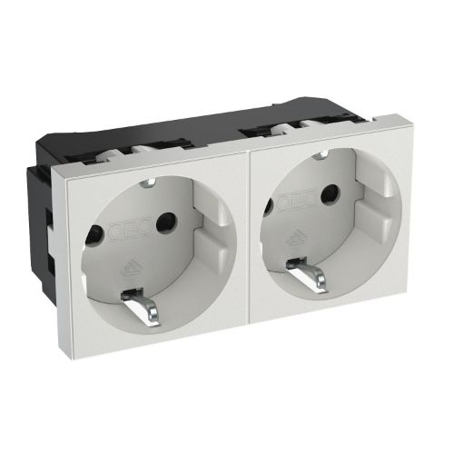 Picture of Pistikupesa 2-ne 0°, STD-D0N, vedruklemmid,  polaarvalge, Rapid 45 karbikule, OBO 
