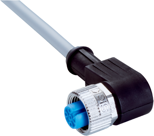 Picture of Andurikaabel PVC + pesa 90°, A-coded, (2m + M12 4-pin), SICK 