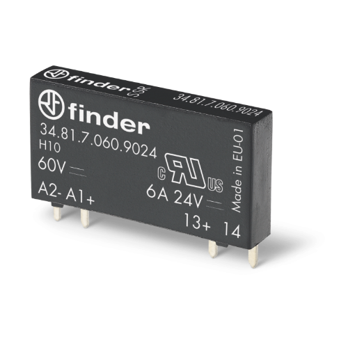 Picture of Minirelee(pooljuht) 34.81, 1NO, 6A, 24VDC (7mA), pesa 93 seeria, Finder 