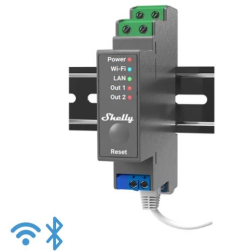 Picture of Wi-Fi 2.4 GHz, LAN, BT, 2x16A relee Din-liistule  Shelly 