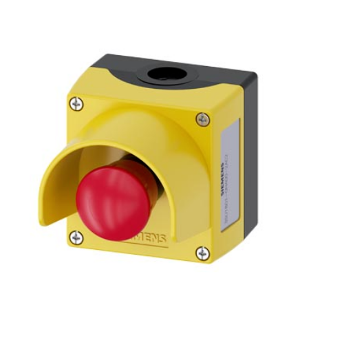 Picture of Karbis (KOLLANE), 3SU, AVARII-STOP, PUNANE, 1NC, kaitsekrae, IP67 2xM20, Siemens 