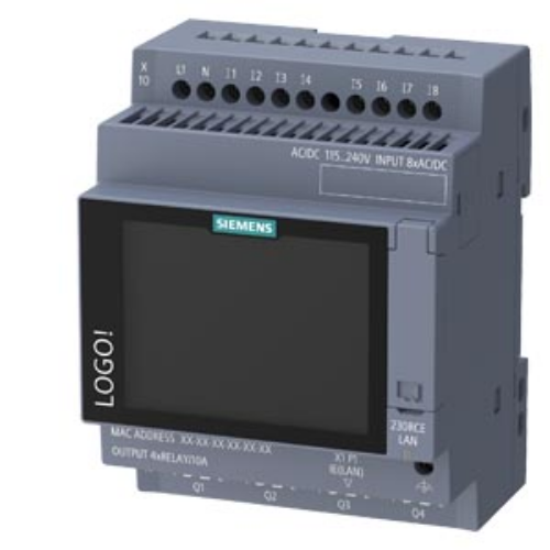 Picture of Minikontroller LOGO9 230RCE V9.0, 115/230 VAC/DC, displei, 8DI, 4DO (relee), Ethernet, Siemens 