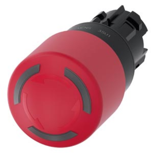 Picture of Surunupp seen illum. 3SU, AVARII-STOP, PUNANE, keeratav, ø30, IP67, ilma adapterita, Siemens 