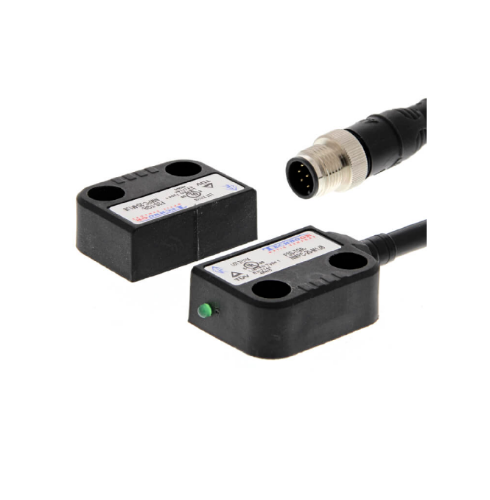 Picture of Non-contact door switch, miniature, coded, M12 connector, plastic, 2 NC contacts, Omron 