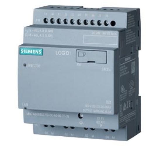 Picture of Minikontroller LOGO8 12/24RCEo V8.4, 12/24VDC, ilma displeita, 8DI(4AI 0-10V), 4DO(relee), Ethernet 